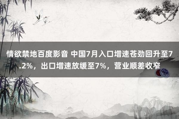 情欲禁地百度影音 中国7月入口增速苍劲回升至7.2%，出口增速放缓至7%，营业顺差收窄