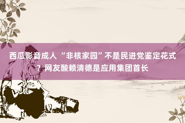 西瓜影音成人 “非核家园”不是民进党鉴定花式？网友酸赖清德是应用集团首长