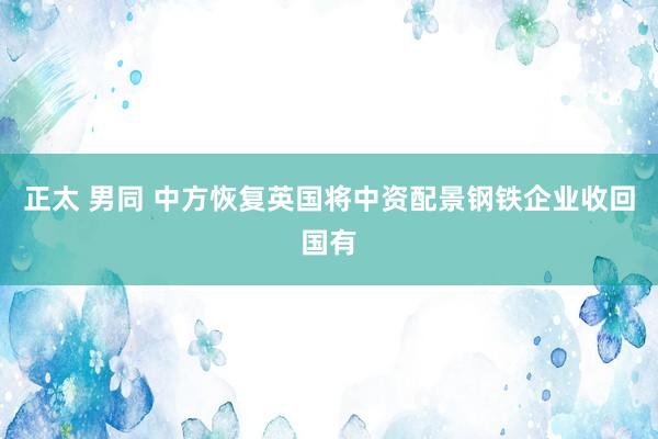 正太 男同 中方恢复英国将中资配景钢铁企业收回国有