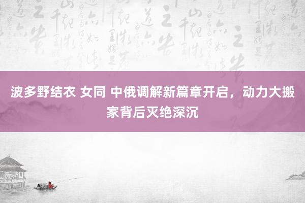 波多野结衣 女同 中俄调解新篇章开启，动力大搬家背后灭绝深沉