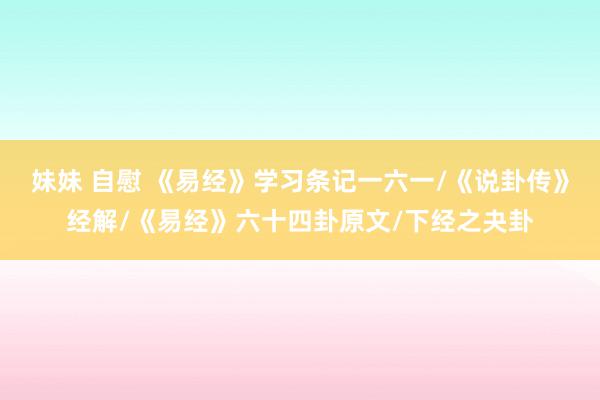 妹妹 自慰 《易经》学习条记一六一/《说卦传》经解/《易经》六十四卦原文/下经之夬卦