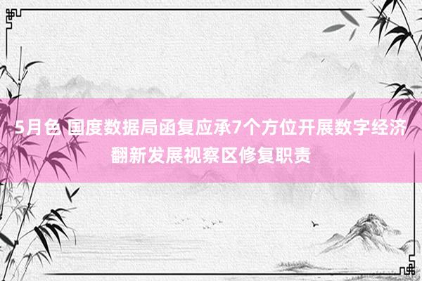 5月色 国度数据局函复应承7个方位开展数字经济翻新发展视察区修复职责